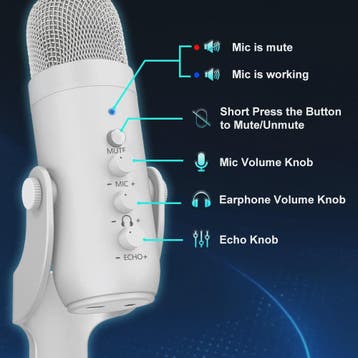 Professionele Witte USB Condensator Microfoon voor Studio, G, Verzenden, Nieuw