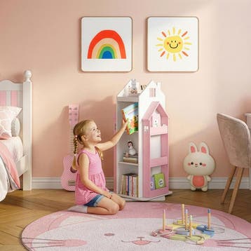 Kinderkast Vipsali 108x40x40 cm roze en wit [en.casa], Verzenden, Nieuw