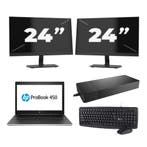 HP ProBook 450 G5 -   i5-8e  8GB  - 256GB  + 2x 24 inch, 8e Generatie, Verzenden, 8 GB, Refurbished