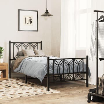 vidaXL Bedframe met hoofd- en voeteneinde metaal zwart, Eenpersoons, Verzenden, Zwart, Nieuw
