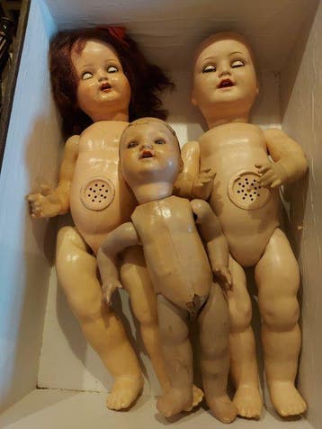 K&W , AM, SB - Pop 3 stuks oude poppen voor de poppendokter, Antiek en Kunst, Antiek | Speelgoed
