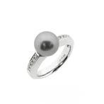 Witgouden ring met Tahiti parel en diamanten; 0,10 ct., Gebruikt, Overige kleuren, Ophalen of Verzenden, 17 tot 18