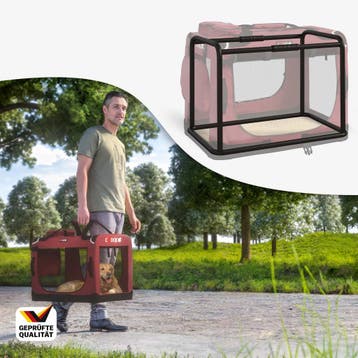 Hondentransportbox Donker Rood XXL 90x61x65cm (Voor in Huis), Verzenden, Nieuw