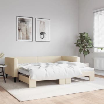 vidaXL Slaapbank met onderschuifbed 90x200 cm stof, 90 cm, Eenpersoons, Verzenden, Nieuw