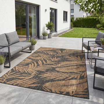 Buitenkleed | Mira | Bladeren | Zwart | 60x100 cm, Verzenden, Nieuw