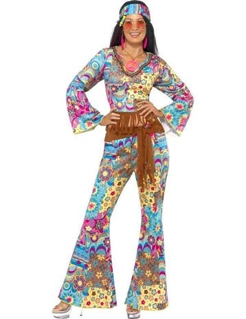 Hippy flower power kostuum vrouw, Ophalen of Verzenden, Nieuw