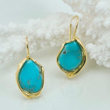 Turquoise - Zilver, Verguld - Oorbellen - TURCHESE ARIZONA