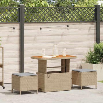 vidaXL Tuin eettafelset 3 st Beige poly rattan, Verzenden, Nieuw, Rotan, 3 zitplaatsen