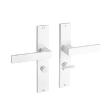 Geveerde deurklink Lusso wit op schild met WC-slot 63/8mm..., Doe-het-zelf en Verbouw, Hang- en Sluitwerk, Ophalen of Verzenden