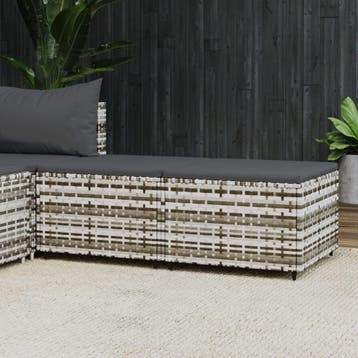 vidaXL Voetensteunen 2 st met kussens poly rattan grijs, Verzenden, Nieuw