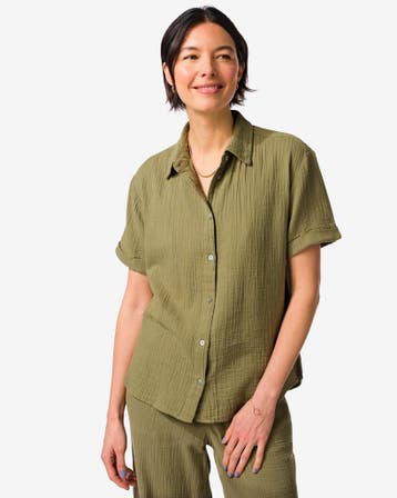 HEMA Damesblouse Kai mousseline groen, Verzenden, Nieuw