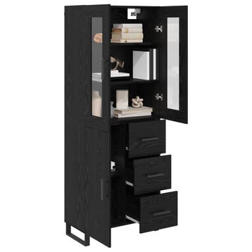 vidaXL buffetkast 2 st Zwart Eiken 69,5 x 34 x 180 cm, Minder dan 50 cm, Verzenden, Nieuw, Minder dan 100 cm