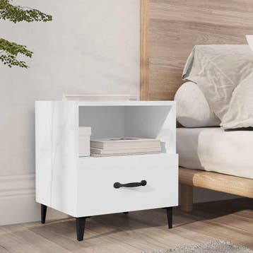 vidaXL Nachtkastje bewerkt hout wit, Minder dan 45 cm, Verzenden, Nieuw, Minder dan 55 cm