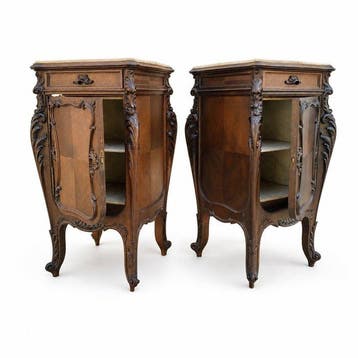 2 Marble-lined bedside tables - 19th century - Vachette