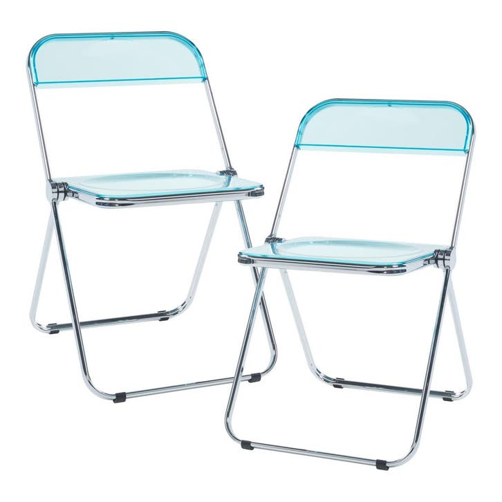Klapstoel set van 2 Pornainen 74x46x47 cm lichtblauw transpa, Huis en Inrichting, Stoelen, Verzenden