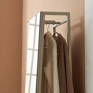 Garderobespiegel Klilbojle met kledingrek 160x40x35 cm haver, Huis en Inrichting, Woonaccessoires | Spiegels, Verzenden, Nieuw