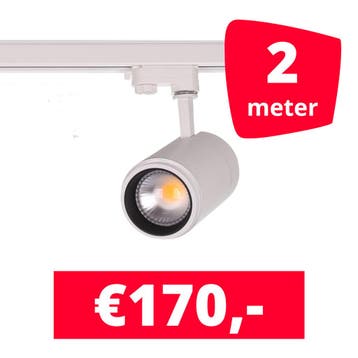 LED Railverlichting Easy Focus 25W Wit 2 spots + 2M rails, Ophalen of Verzenden