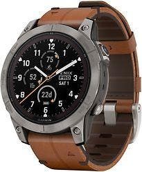 Garmin Fenix 7 Pro 47 mm titanium met chestnut leren band, Verzenden, Zo goed als nieuw