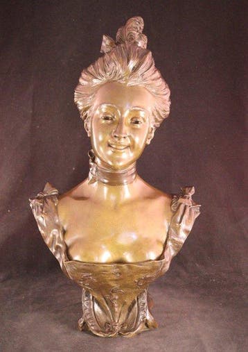 Grote antieke Art Nouveau buste - François Alphonse Piquemal, Antiek en Kunst