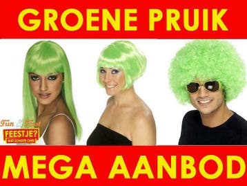 Groene pruiken - Mega aanbod groene feestpruiken, Ophalen of Verzenden, Nieuw
