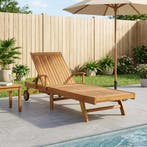 vidaXL Ligstoel 1-persoon Bruin Massief Teakhout, Verzenden, Nieuw