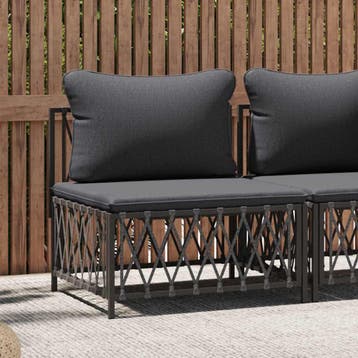 vidaXL Tuinmiddenbank met kussens geweven stof, Tuin en Terras, Verzenden, Nieuw, Textileen