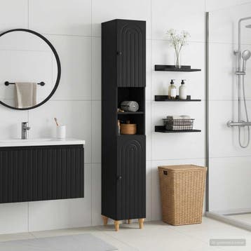 vidaXL Badkamerkast met Open Plank ALKMAAR Zwart 30 x 31 x, Verzenden, Nieuw