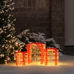 vidaXL Decoratie voor Geschenkdoos 3 pcs Warmwit 20 x 20 x, Verzenden, Nieuw