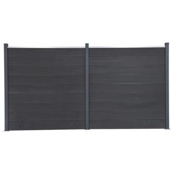 vidaXL Schuttingpaneelset 353x186 cm HKC grijs, Verzenden, Nieuw, Kunststof, 1 tot 2 meter