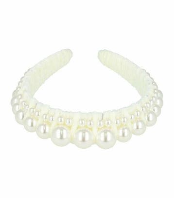 Haarband Diadeem 3cm – Statement – Parelkralen – Velvet –, Nieuw