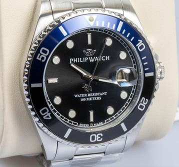 Philip Watch - Caribe Sport - Blue/black - Swiss Made - Date, Nieuw