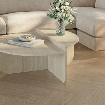 Salontafel Tondesdaslo 90x90x35 cm travertijn [en.casa], Verzenden