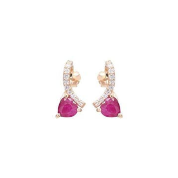 Oorstekers - 14 karaat Roségoud - 1.19ct. tw. Robijn -