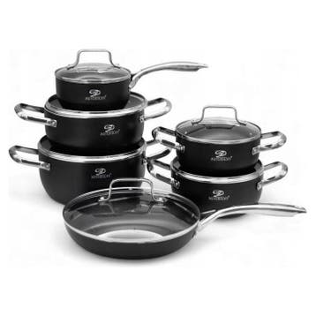 Meyerhoff Premium Pannenset 12delig – Aluminium – Zwart –, Ophalen of Verzenden, Nieuw
