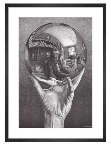 M.C. Escher - “Hand with Sphere”. Gedateerd en gesigneerd in, Antiek en Kunst