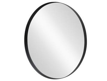 Wandspiegel PORTRET 40 cm rond aluminium zwart - 48242, Huis en Inrichting, Ophalen of Verzenden, Nieuw