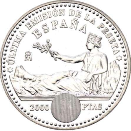 Spanje. 2000 Pesetas Real Casa de la Moneda de Madrid. 2001., Postzegels en Munten, Munten | Europa | Niet-Euromunten