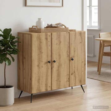 vidaXL Dressoir Artisanaal eiken 89 x 34,5 x 80 cm Bewerkt, Verzenden, Nieuw, Overige houtsoorten, Minder dan 50 cm