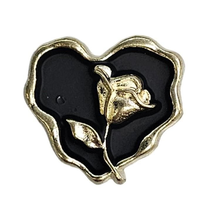 Fako Bijoux - Magnetische Mini Broche - Hart Met Roos Zwart, Sieraden, Tassen en Uiterlijk, Broches, Verzenden