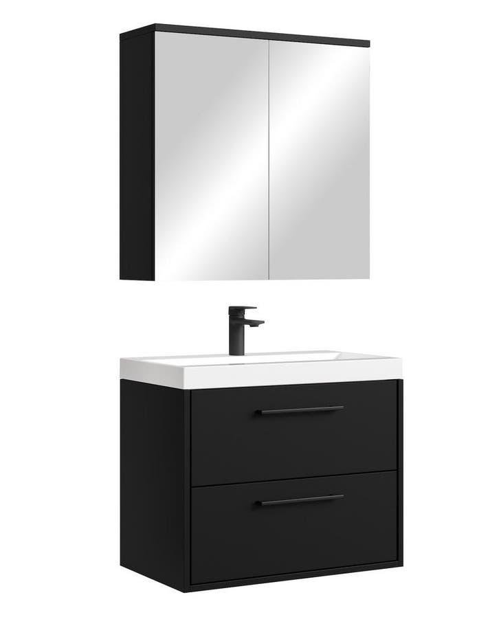 Badkamermeubel Set Florence 01 60 cm – Mat zwart, Huis en Inrichting, Badkamer | Badkamermeubels, Nieuw, Wastafelkast, Verzenden