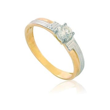 Ring - 14 karaat Geel goud - 0.40ct. tw. Diamant, Nieuw