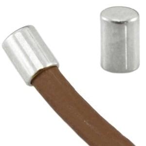 2 x DQ metaal eindkapje tube vorm ca. 6 x 4 mm – antiek z., Ophalen of Verzenden, Nieuw, Draad