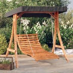 vidaXL Schommelbed met luifel vurenhout met teak afwerking, Verzenden, Nieuw, Hout