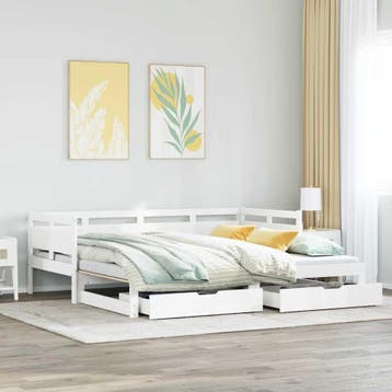 vidaXL Slaapbank met onderschuifbed/lades zonder matras, Huis en Inrichting, Slaapkamer | Bedden, 90 cm, Eenpersoons, Verzenden