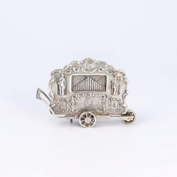 Beeldje - Draaiorgel - .835 zilver
