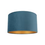 Velours lampenkap blauw 35/35/20 met gouden binnenkant, Verzenden, Nieuw, Blauw, Classic-antique