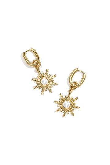 Goudlief Squoval oorbellen met boho zon charm, Verzenden, Nieuw, Zilver, Overige materialen