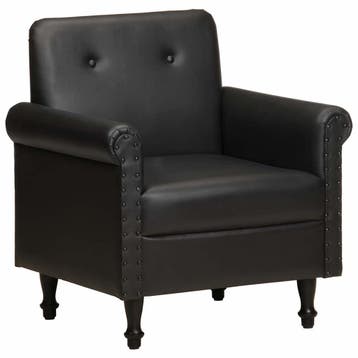 vidaXL Kuipstoel echt leer zwart, Huis en Inrichting, Fauteuils, Verzenden, Nieuw