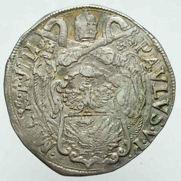 Italië, Pauselijke Staat Paolo V. Testone 1613, Postzegels en Munten, Munten | Europa | Niet-Euromunten