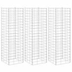 vidaXL Schanskorf plantenbakken 3 st verhoogd 30x30x100 cm, Verzenden, Minder dan 60 cm, Nieuw, Metaal